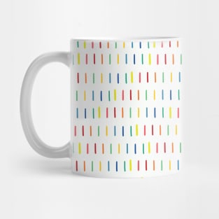 Rainbow doodle strokes in a row on white Mug